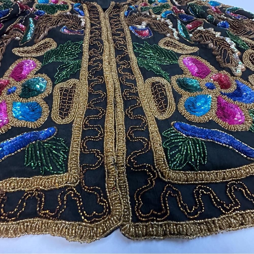 Vintage Heavily Beaded Sequin Cardigan Formal Jacket Large - Picture 8 of 13